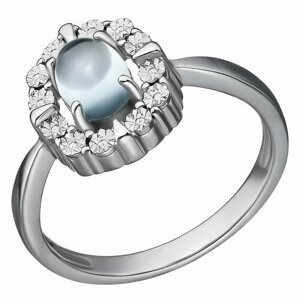 Перстень UVI Ювелирочка Серебряное кольцо 925 пробы с Топазом, серебро, 925 проба, родирование, топаз, голубой, серебряный