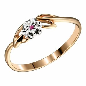 Перстень UVI Ювелирочка Золотое кольцо с рубином, красное золото, 585 проба, рубин, золотой, красный