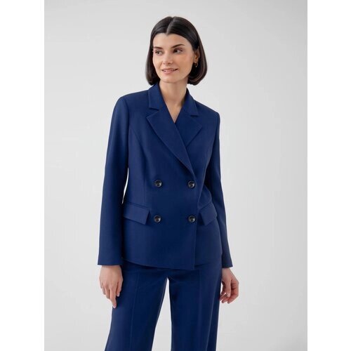 Пиджак Pompa, средней длины, силуэт полуприлегающий, размер 40, синий