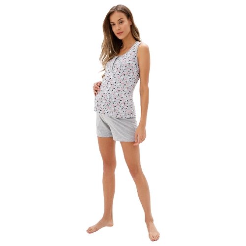 Пижама 3 предмета с шортами (серый) для беременных и кормящих, Magic Jewel, Россия (42-50) 55000-1 (Серый; Размер 42)