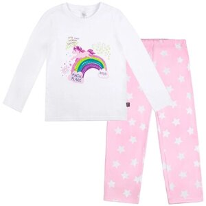 Пижама Bossa Nova для девочек, брюки, размер 92-54, белый, розовый