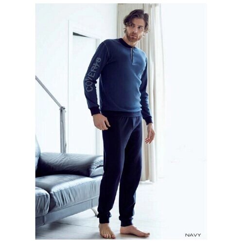 Пижама Enrico Coveri, брюки, трикотажная, размер L, синий