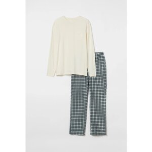 Пижама H&M, размер S, бирюзовый, бежевый
