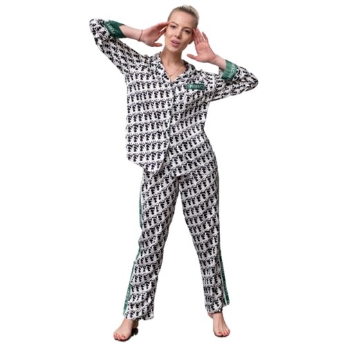 Пижама LOOK FOR YOU, размер 42-44, белый, зеленый