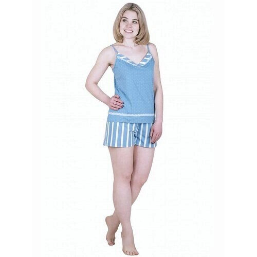 Пижама Лотос, размер 44, белый, голубой
