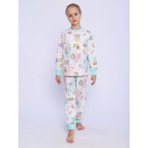 Пижама Милаша, размер 116, белый, фиолетовый