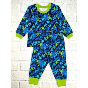 Пижама ПАНДА дети, размер 98, зеленый, синий