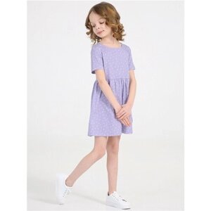 Платье Апрель, хлопок, в горошек, размер 50-92, фиолетовый, белый
