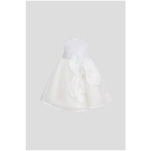 Платье - боди с цветками в комплекте с шортиками ( Экрю ) 68, Белый
