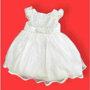 Платье Littlestar, нарядное, размер 74, бежевый, экрю