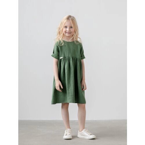 Платье льняное детское Tiny Stories, цвет: эвкалипт, размер 86