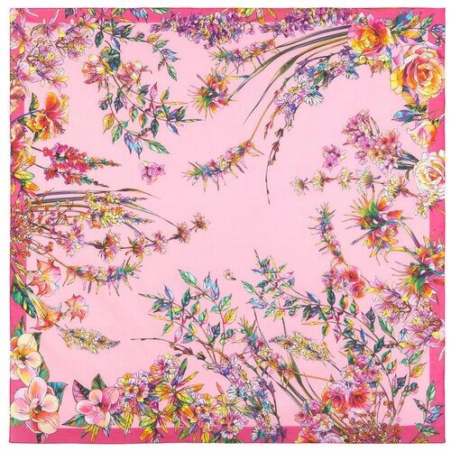 Платок Павловопосадская платочная мануфактура,115х115 см, розовый
