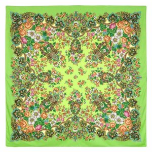 Платок Павловопосадская платочная мануфактура, 146х146 см, зеленый