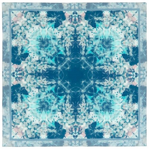 Платок Павловопосадская платочная мануфактура,65х65 см, синий, бирюзовый