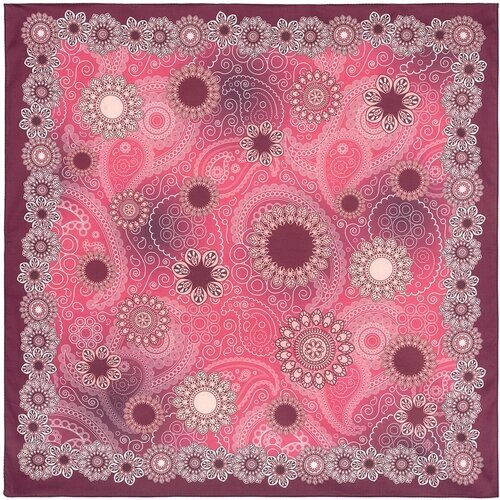 Платок Павловопосадская платочная мануфактура,80х80 см, розовый, бежевый