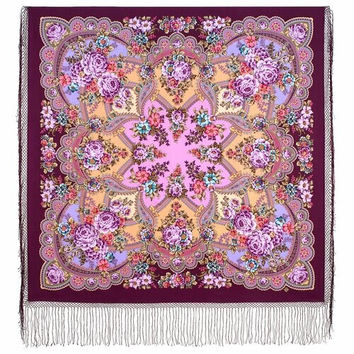 Платок Павловопосадская платочная мануфактура, фиолетовый, розовый