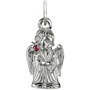Подвеска CORDE Серебряная подвеска ангел с натуральным рубином, серебро, 925 проба, родирование, рубин, размер 2.8 см.