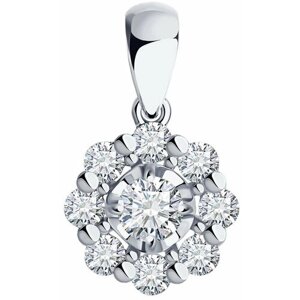 Подвеска Diamant online, белое золото, 585 проба, бриллиант, размер 1.8 см.