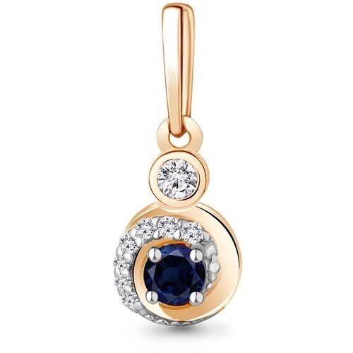 Подвеска Diamant online, золото, 585 проба, бриллиант, сапфир, размер 1.2 см.