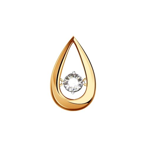 Подвеска Diamant online, золото, 585 проба, фианит, размер 1.3 см.