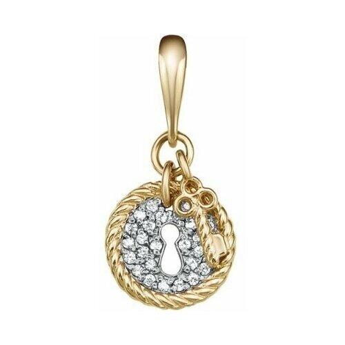 Подвеска Diamant online, золото, 585 проба, фианит, размер 1 см.