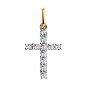 Подвеска Diamant online, золото, 585 проба, фианит, размер 2.2 см.