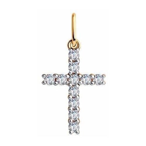 Подвеска Diamant online, золото, 585 проба, фианит, размер 2.2 см.