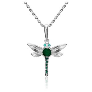 Подвеска PLATINA jewelry из серебра 925 пробы с эмалью, халцедоном зеленым