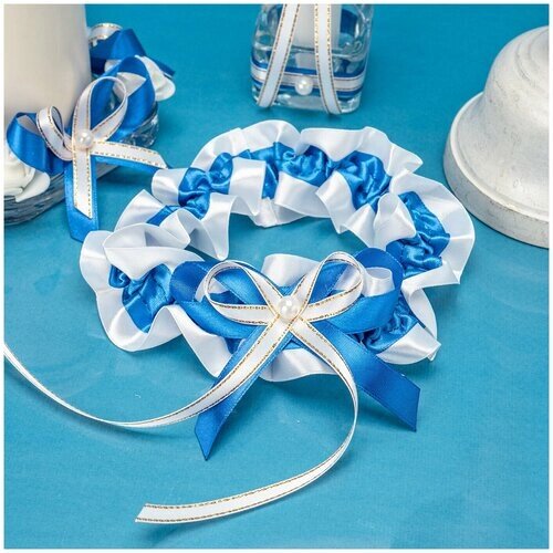 Подвязка Свадебная мечта, размер XXS, белый, синий
