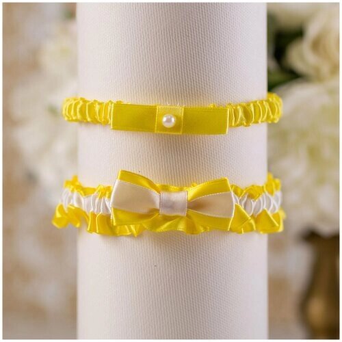 Подвязка Свадебная мечта, размер XXS, белый, желтый