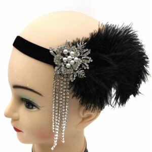 Повязка Гэтсби с пером на голову на вечернику в стиле 20-х , Великий Гэтсби, карнавальный головной убор