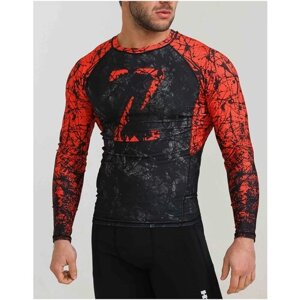 Рашгард ZOZH, силуэт прилегающий, влагоотводящий материал, размер 50, красный, черный