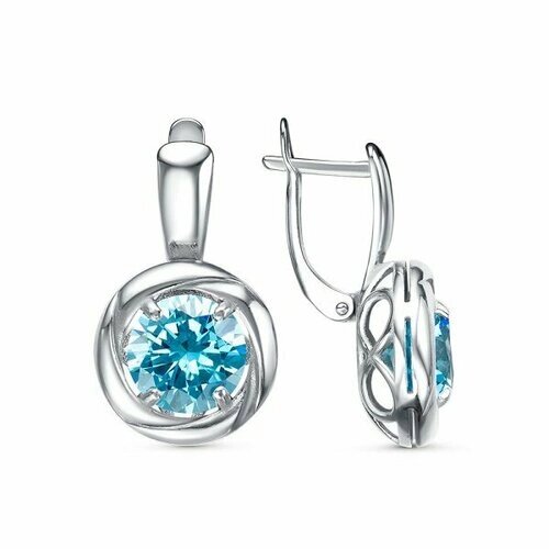 Серьги AV Jewelry, серебро, 925 проба, родирование, фианит, голубой