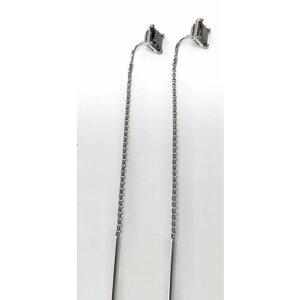 Серьги цепочки Эстерелла Серьги-протяжки, серебро, 925 проба, родирование, фианит, длина 9 см