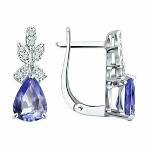 Серьги Diamant online, белое золото, 585 проба, танзанит, бриллиант, фиолетовый