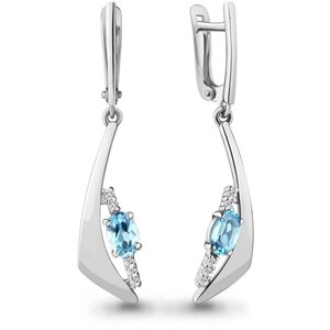 Серьги Diamant online, серебро, 925 проба, топаз, фианит, длина 4 см.