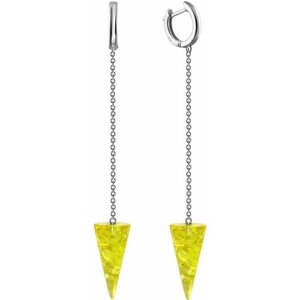 Серьги Diamant online, серебро, 925 проба, янтарь, длина 8.8 см.