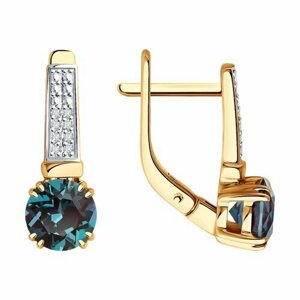 Серьги Diamant online, золото, 585 проба, александрит, бриллиант, голубой