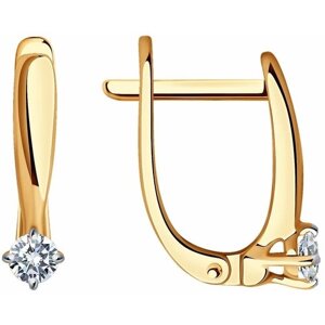 Серьги Diamant online, золото, 585 проба, бриллиант, длина 1.4 см