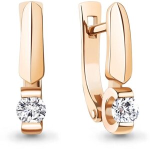 Серьги Diamant online, золото, 585 проба, бриллиант, длина 1.6 см.