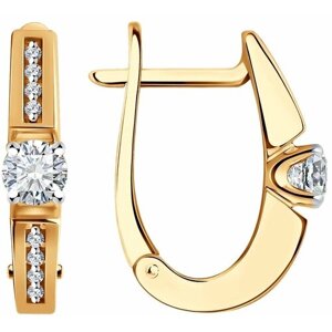 Серьги Diamant online, золото, 585 проба, бриллиант, длина 1.7 см