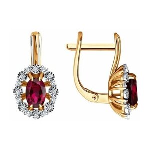 Серьги Diamant online, золото, 585 проба, бриллиант, рубин, розовый