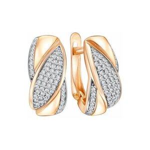 Серьги Diamant online, золото, 585 проба, циркон, длина 1.6 см.