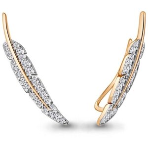 Серьги Diamant online, золото, 585 проба, фианит, длина 3.3 см.