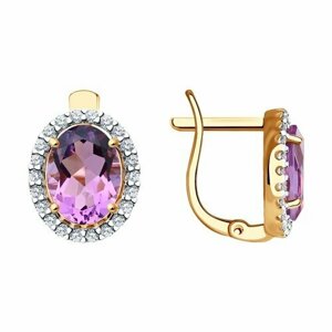 Серьги Thing Jewelry, красное золото, 585 проба, аметист, розовый