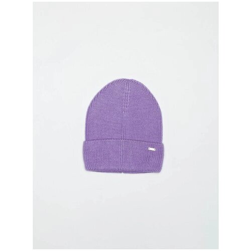 Шапка бини Landre, демисезон/зима, шерсть, вязаная, утепленная, размер 56-59, фиолетовый