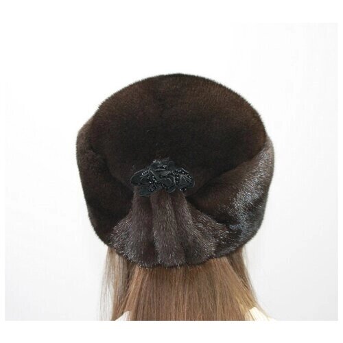 Шапка канотье шапка импортная норка зимняя, шерсть, подкладка, размер 57, коричневый