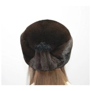 Шапка канотье шапка импортная норка зимняя, шерсть, подкладка, размер 59, коричневый
