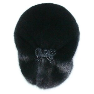 Шапка классический Бант норковый зимняя, подкладка, размер 60, черный