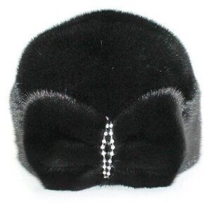 Шапка шлем Бант норковый зимняя, подкладка, размер 61, черный